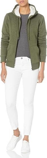Green Zip-Up Hoodie With Sherpa Lining image 2